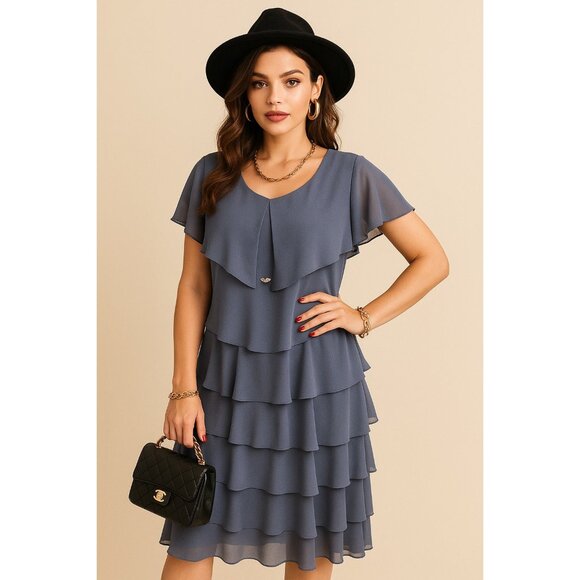 SLNY Size 16 Women's Pull Over Dress with Ruffles - Picture 1 of 10